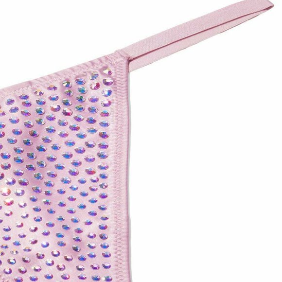 VS Rhinestone Shine V-String  Lilac Thong Panty - Picture 3 of 11